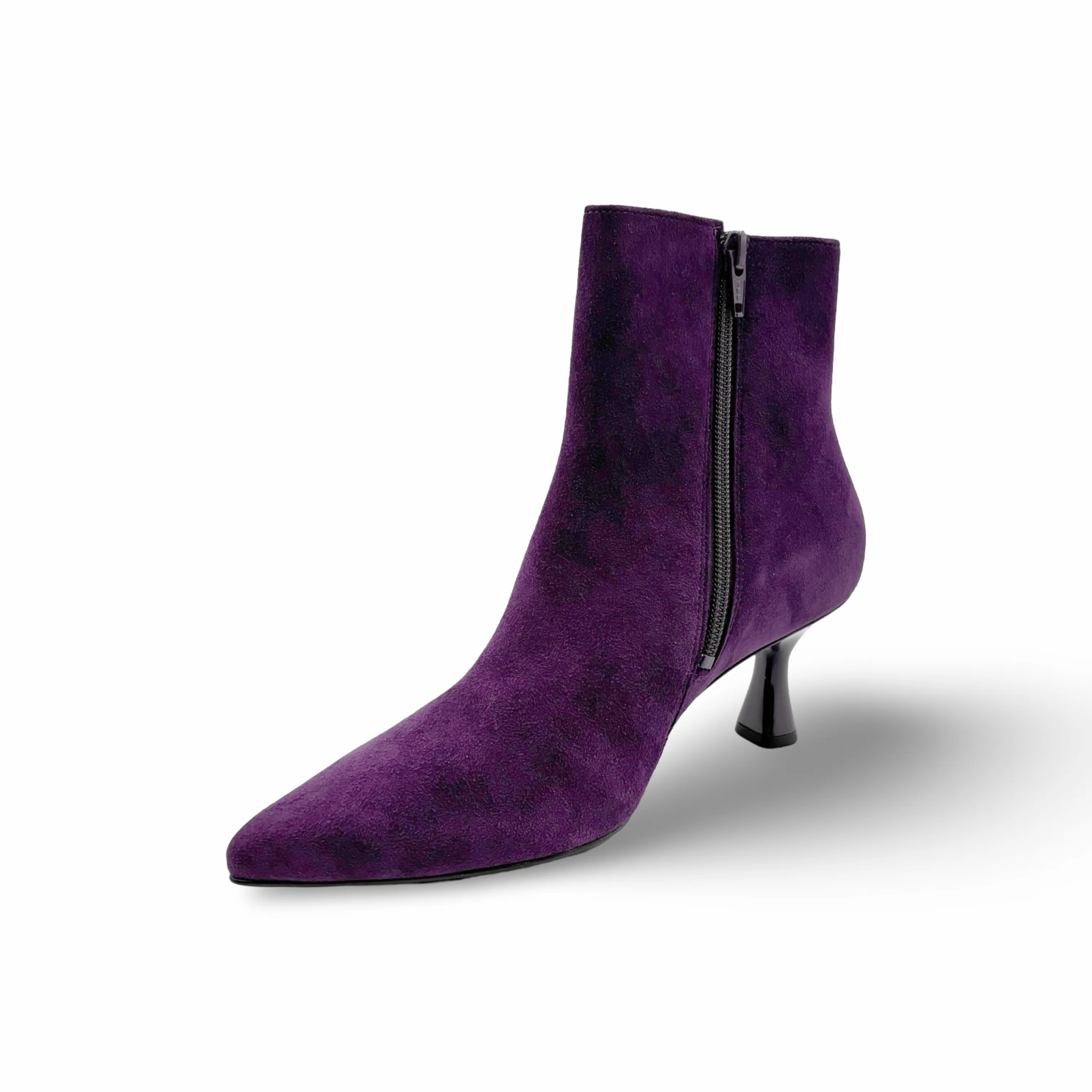 106502 Charlene Purple Ankle Boot Kitten Heel