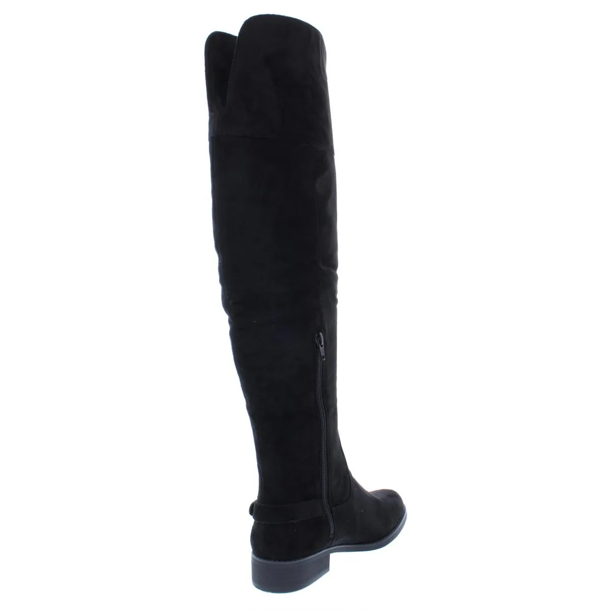 Adarra Womens Buckle Stacked Heel Over-The-Knee Boots