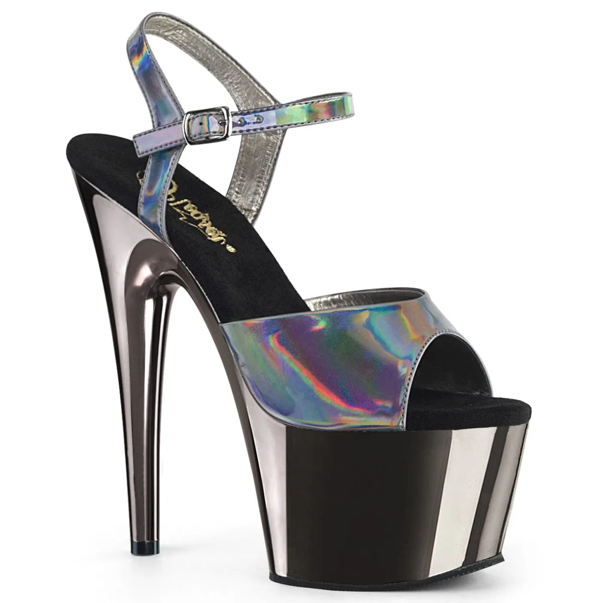 ADORE-709HGCH Pewter Hologram Sandals
