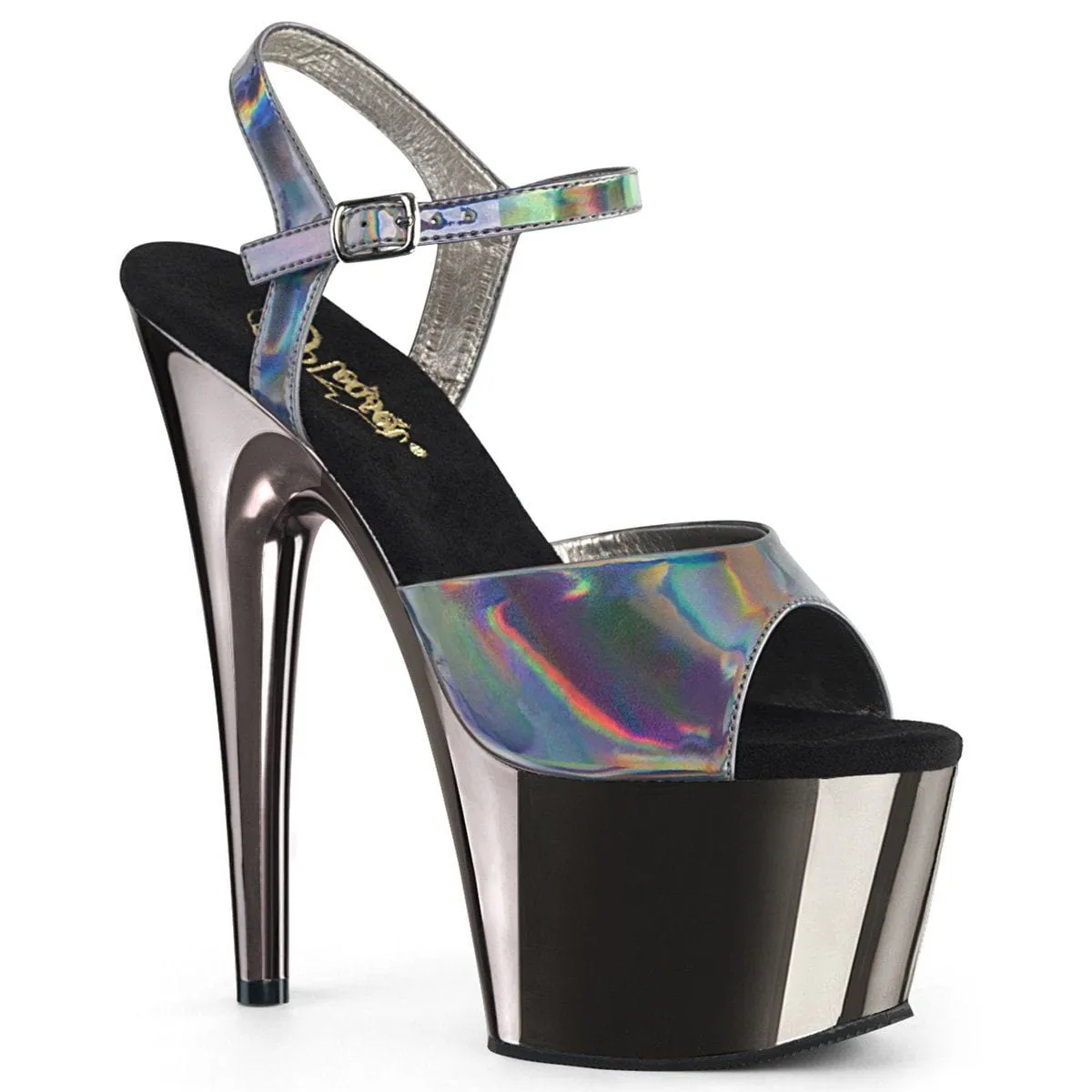 ADORE-709HGCH Pewter Hologram Sandals