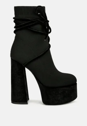 after pay high heel velvet knitted boot