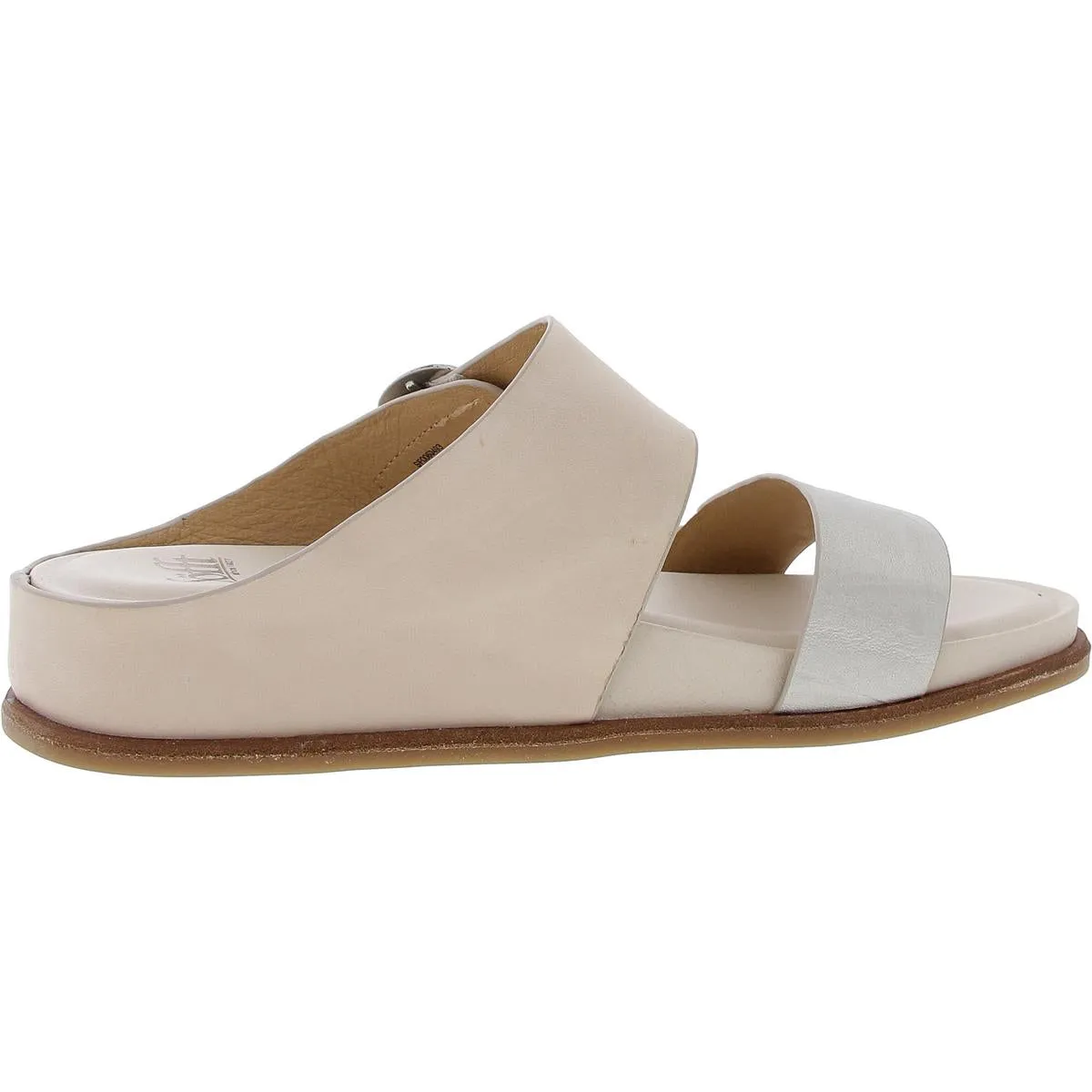 AIDAH Womens Buckle Leather Slide Sandals