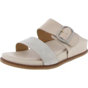 AIDAH Womens Buckle Leather Slide Sandals