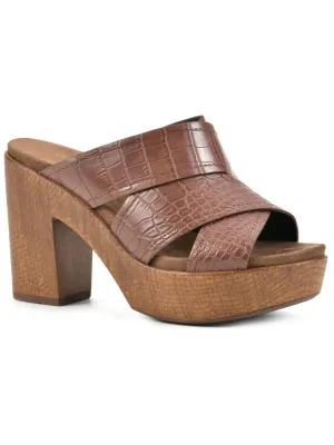 Alive Womens Faux Leather Snake Pattern Block Heel