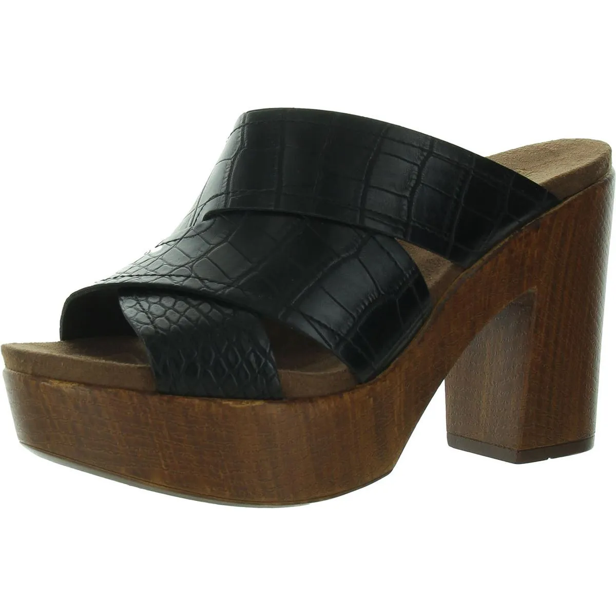 Alive Womens Faux Leather Snake Pattern Block Heel