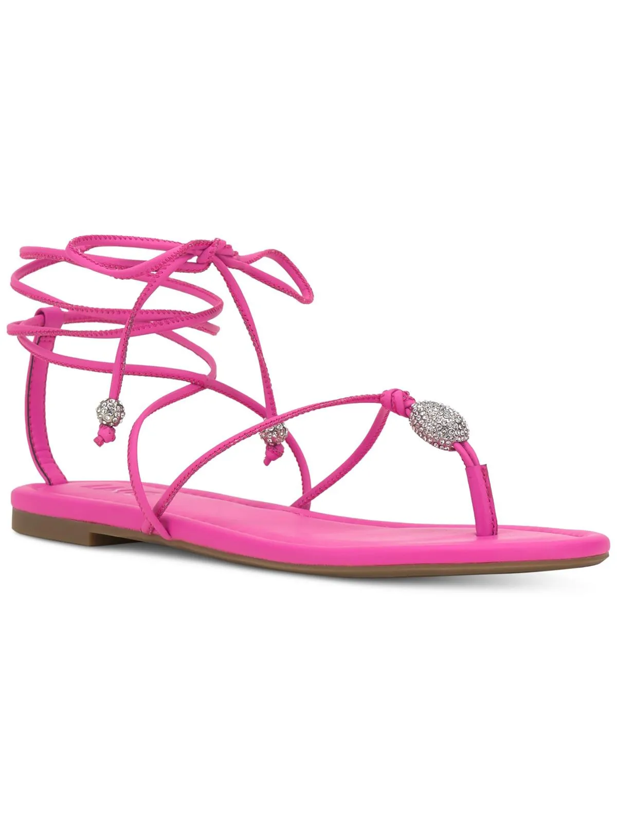 Amilie Womens Faux Leather Round Toe Strappy Sandals