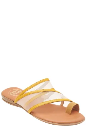 Andre Assous Nina Sandals Women's US 6 Yellow Leather Mesh Straps Slip On KHD559