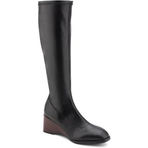 Angela Womens Zipper Faux Leather Knee-High Boots