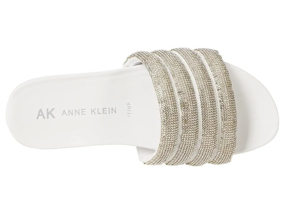 Anne Klein Gloria GLOR01F9-100 Slide Women's US 7.5 White Slip On Sandals KHD810