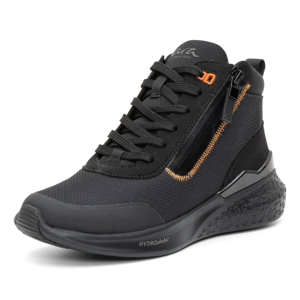 Ara Marne Hydrophobic Zip High Top Black Boot Sneaker (Women's)