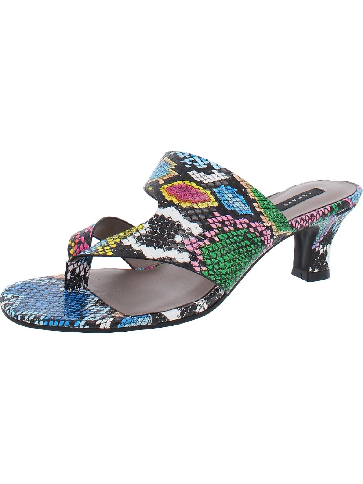 Arden Womens Faux Leather Thong Heel Sandals