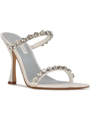 Aria Womens Satin Slip-On Heels