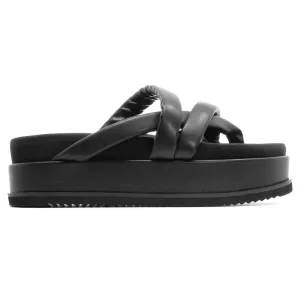 Asymmetrical Stack Sandals In Black