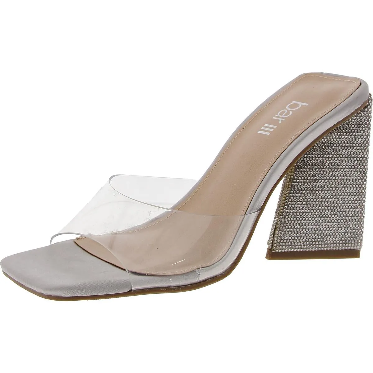 Avva Womens Rhinestone Square Toe Mule Sandals