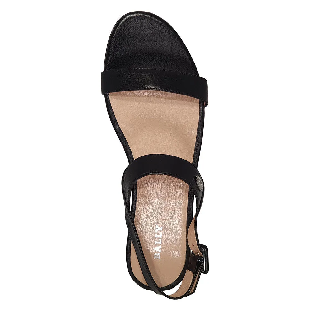 Bally Carlas 6234087 Women's Black Lamb Leather Flat Sandals
