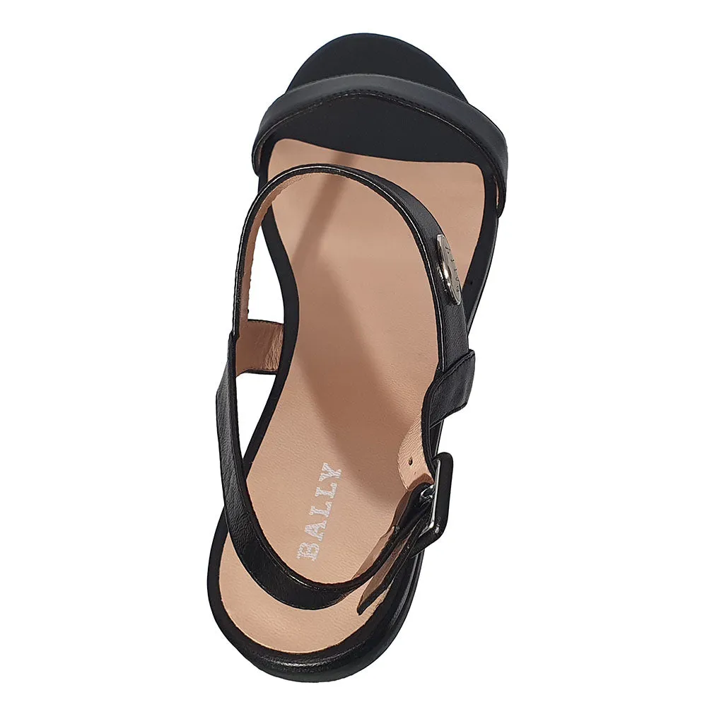 Bally Carlas 6234087 Women's Black Lamb Leather Flat Sandals