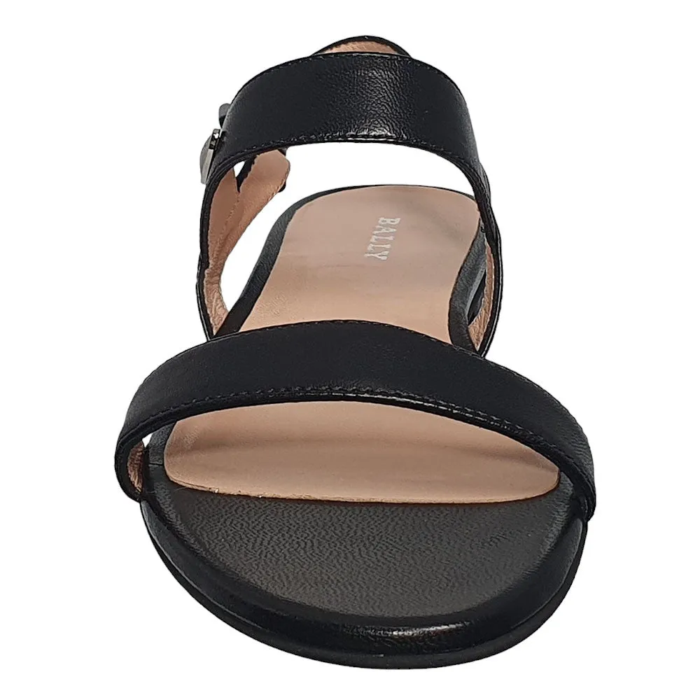 Bally Carlas 6234087 Women's Black Lamb Leather Flat Sandals