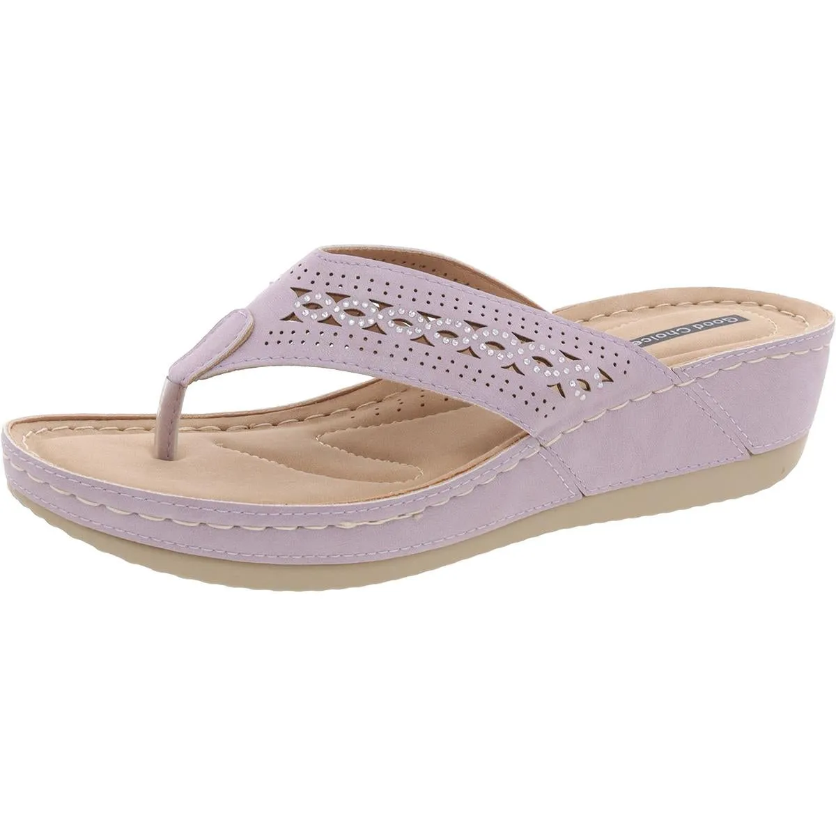 Bari Womens Faux Suede Round Toe Wedge Sandals