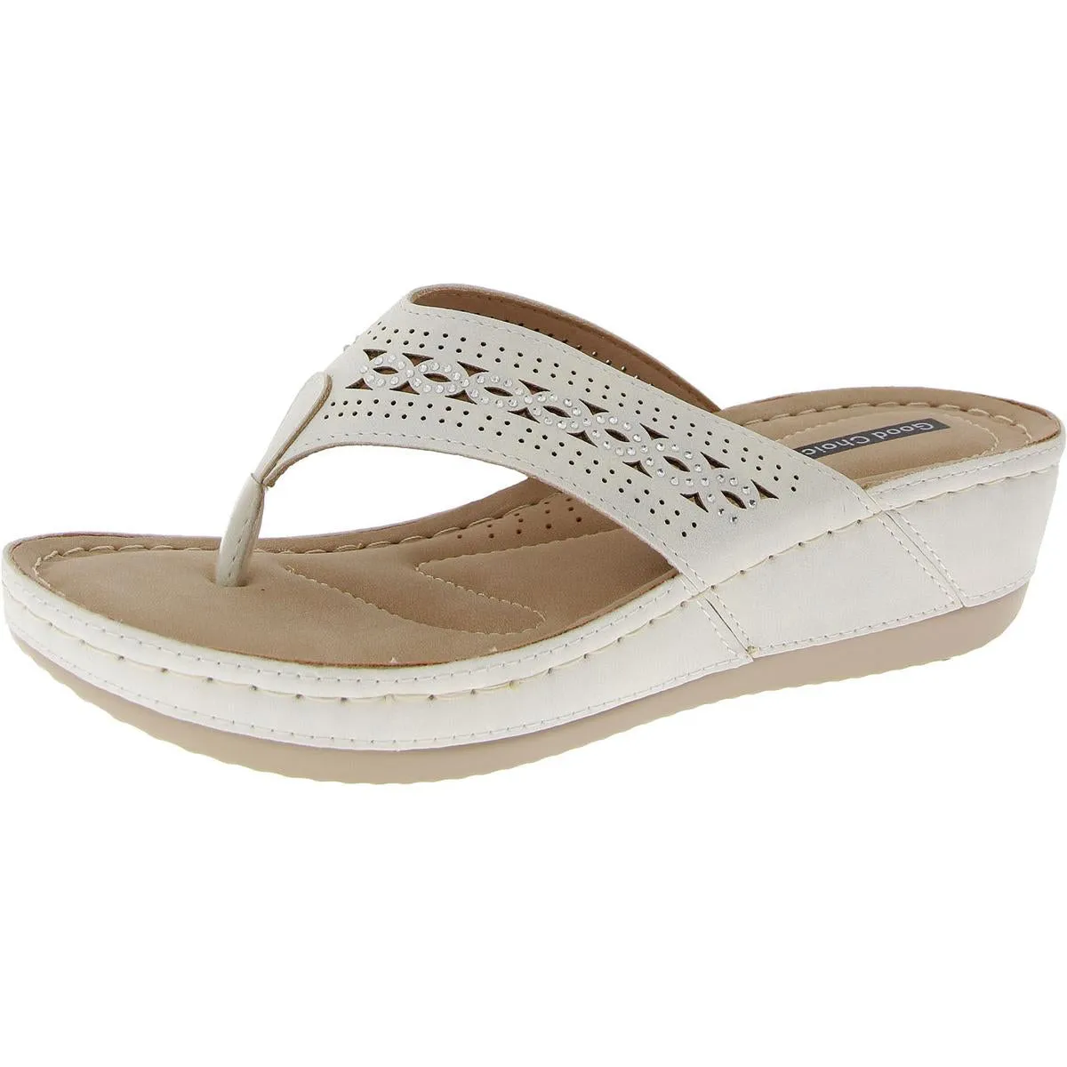 Bari Womens Faux Suede Round Toe Wedge Sandals