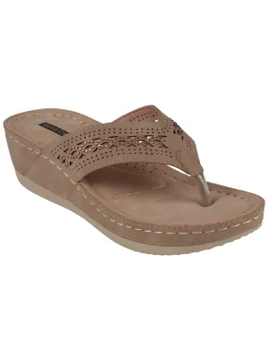 Bari Womens Faux Suede Round Toe Wedge Sandals