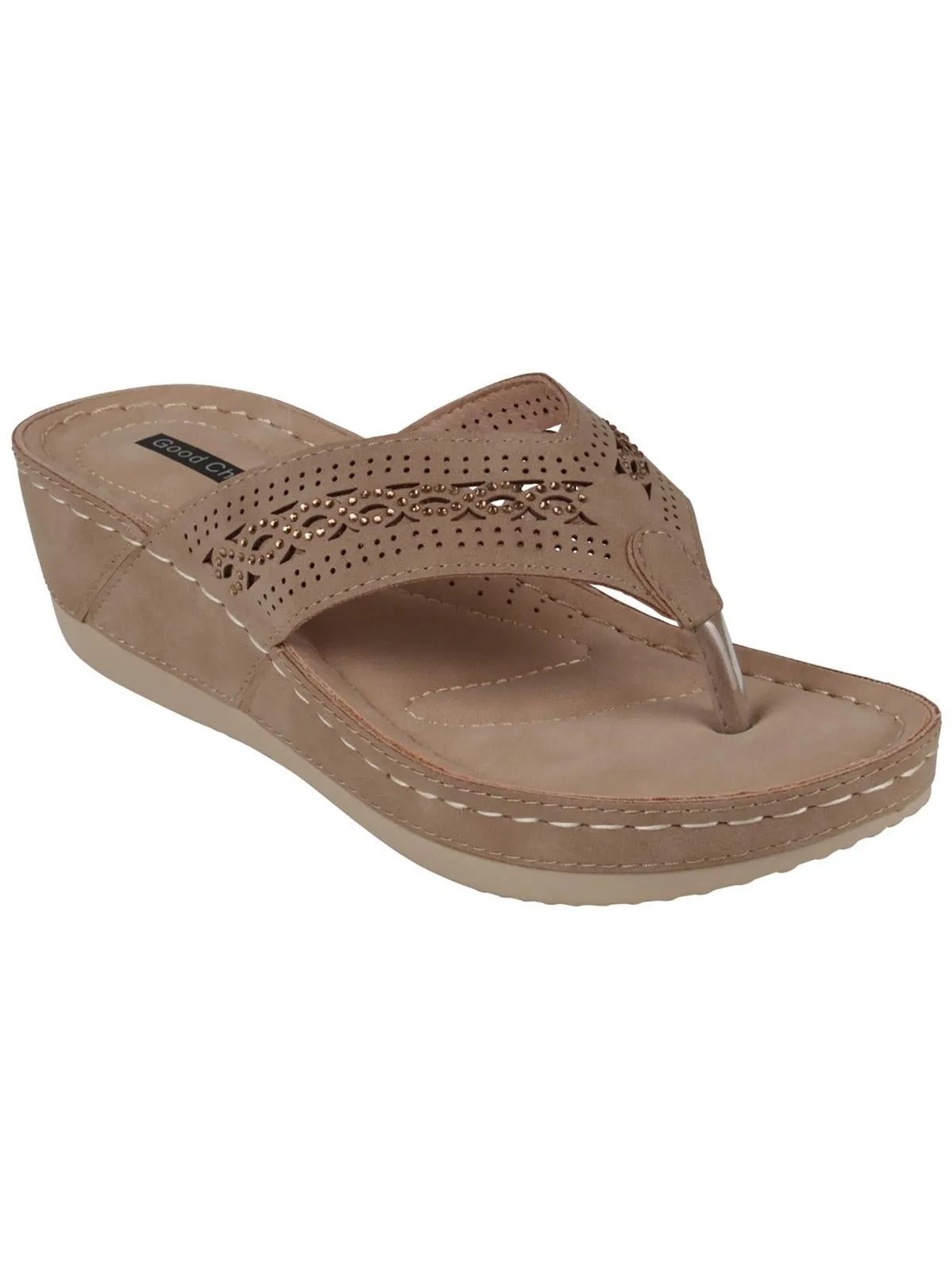 Bari Womens Faux Suede Round Toe Wedge Sandals