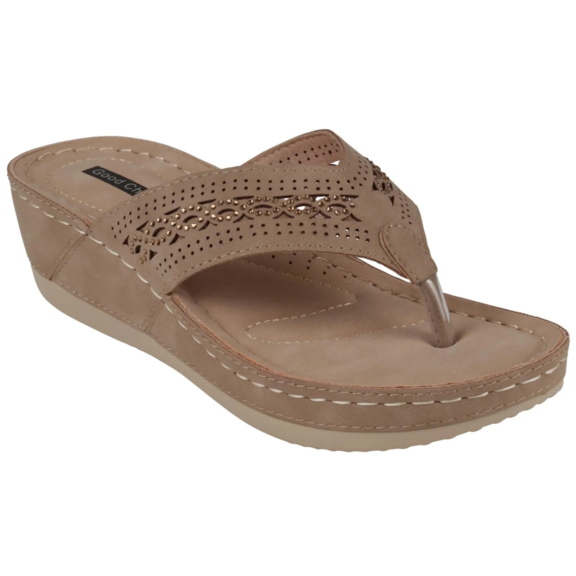 Bari Womens Faux Suede Round Toe Wedge Sandals