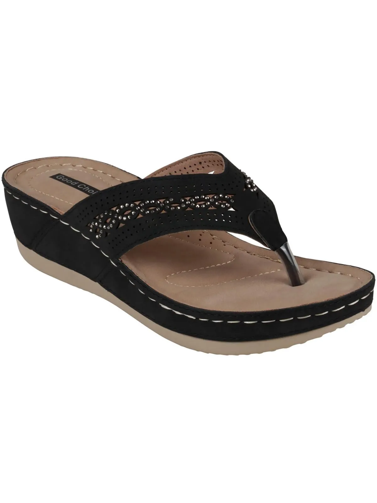 Bari Womens Faux Suede Round Toe Wedge Sandals