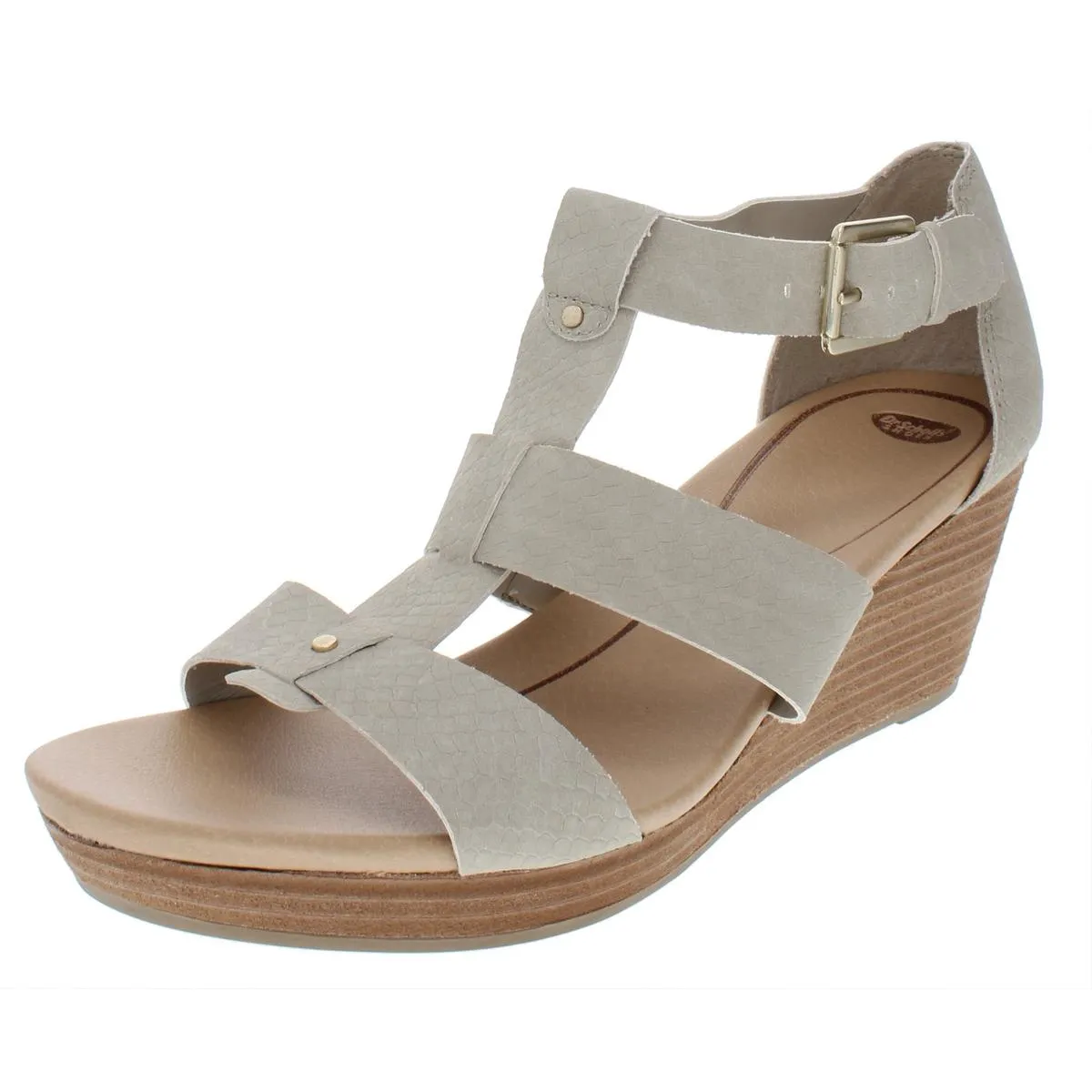 Barton Womens Faux Leather Snake Print Wedge Sandals