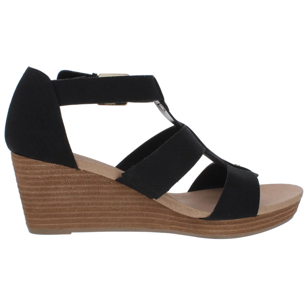 Barton Womens Faux Leather Snake Print Wedge Sandals