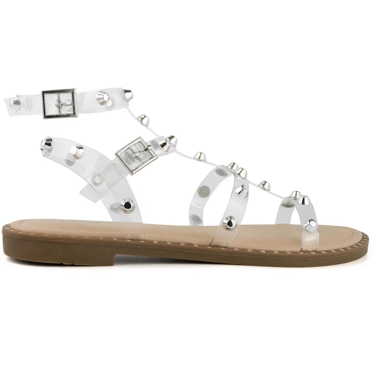 Bayridge Womens Studded Man Made Strappy Sandals