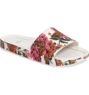 Beach Slides Iii In White Floral