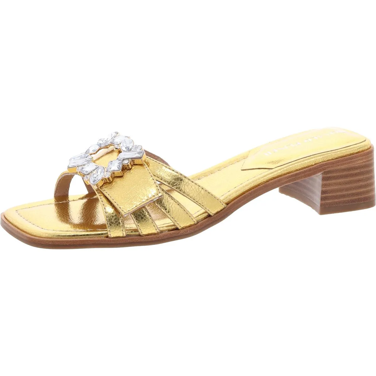 BELLAMY Womens Leather Slip On Slide Sandals