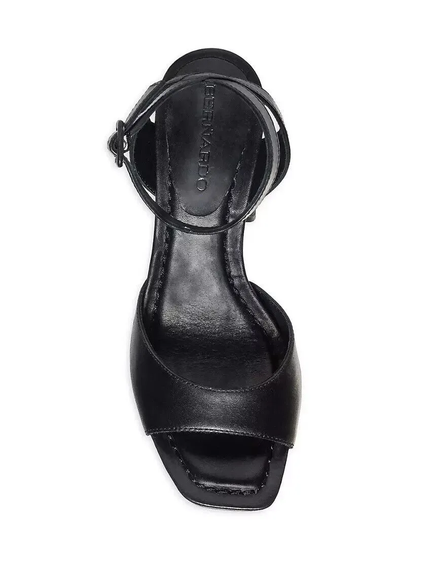 Bernardo Nyack Slide Women's 11 Black Leather Ankle Strap Heeled Sandal ZPO1274