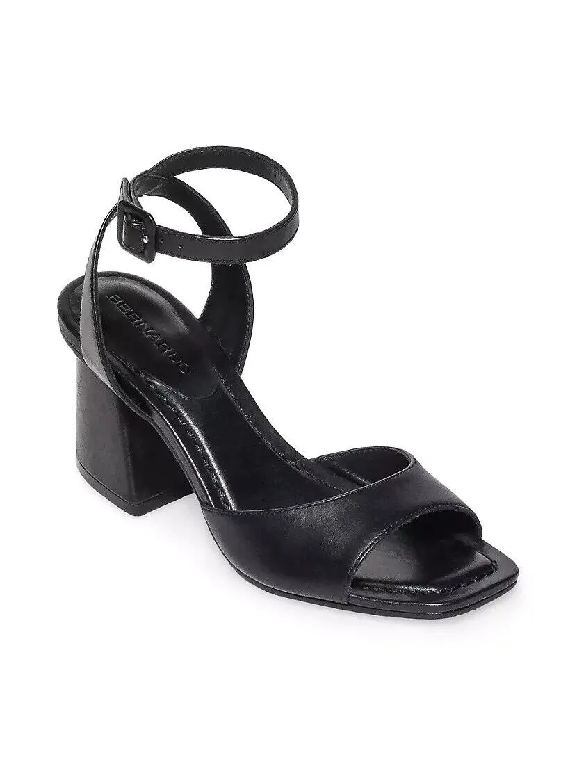 Bernardo Nyack Slide Women's 11 Black Leather Ankle Strap Heeled Sandal ZPO1274