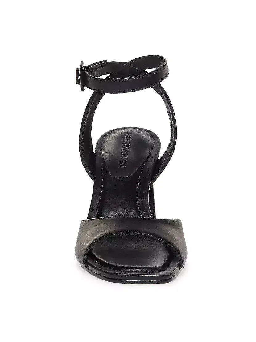 Bernardo Nyack Slide Women's 11 Black Leather Ankle Strap Heeled Sandal ZPO1274