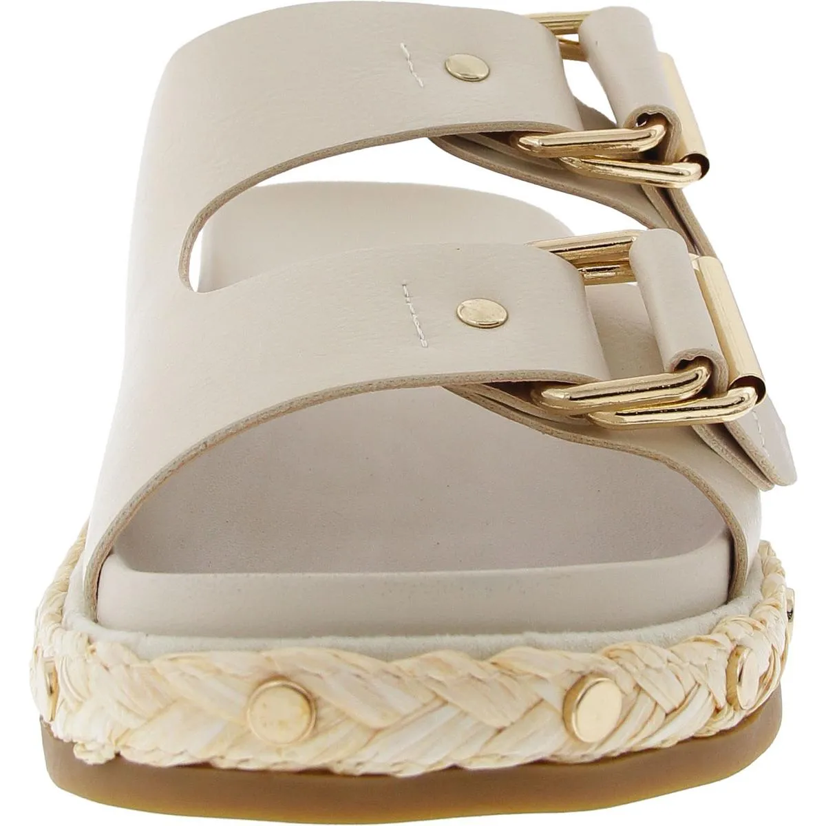 Bindie  Womens Studded Faux Leather Slide Sandals