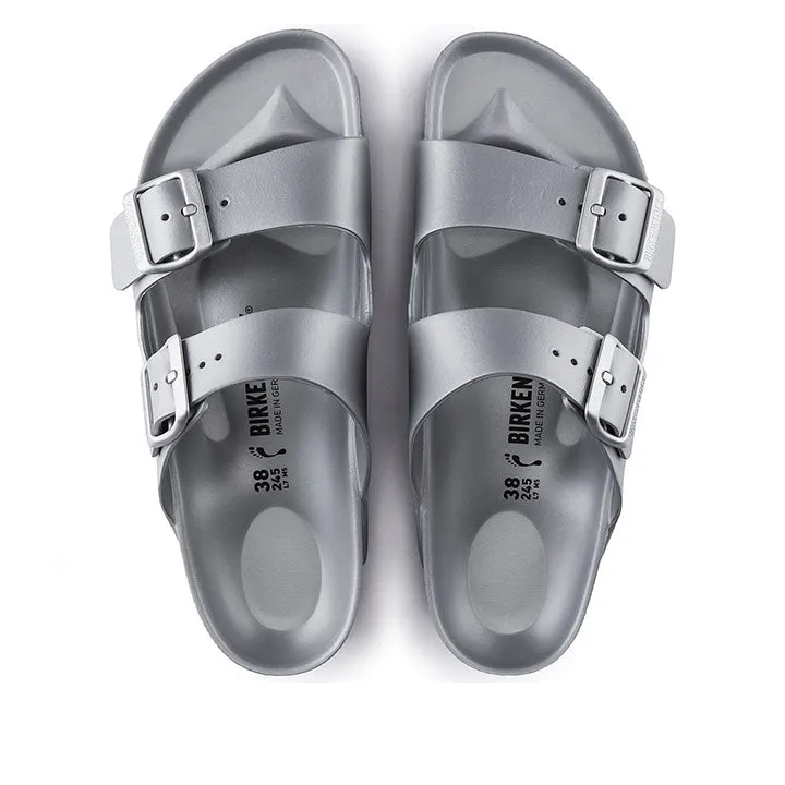 BIRKENSTOCK ARIZONA EVA METALLIC SILVER SANDALS