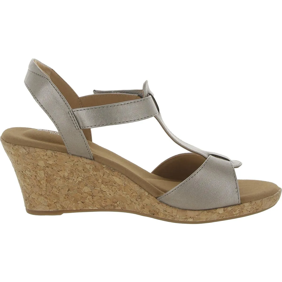 BLANCA T STRAP Womens Faux Leather Open Toe Wedge Sandals