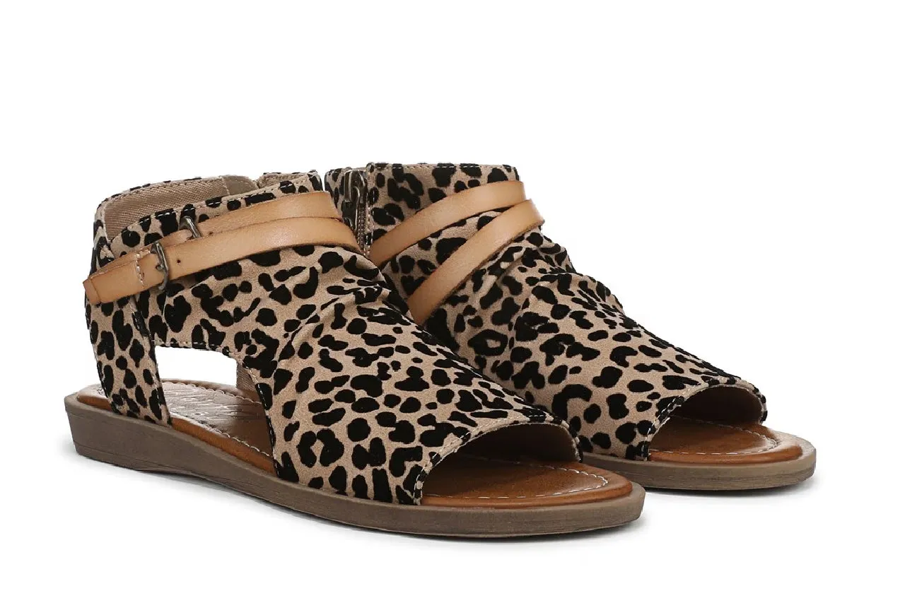 Blowfish Malibu Women's Brown Leopard Strappy Low Wedge Sandals - Denver