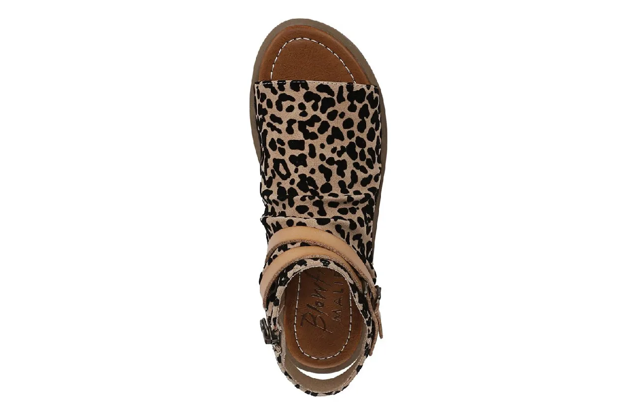 Blowfish Malibu Women's Brown Leopard Strappy Low Wedge Sandals - Denver