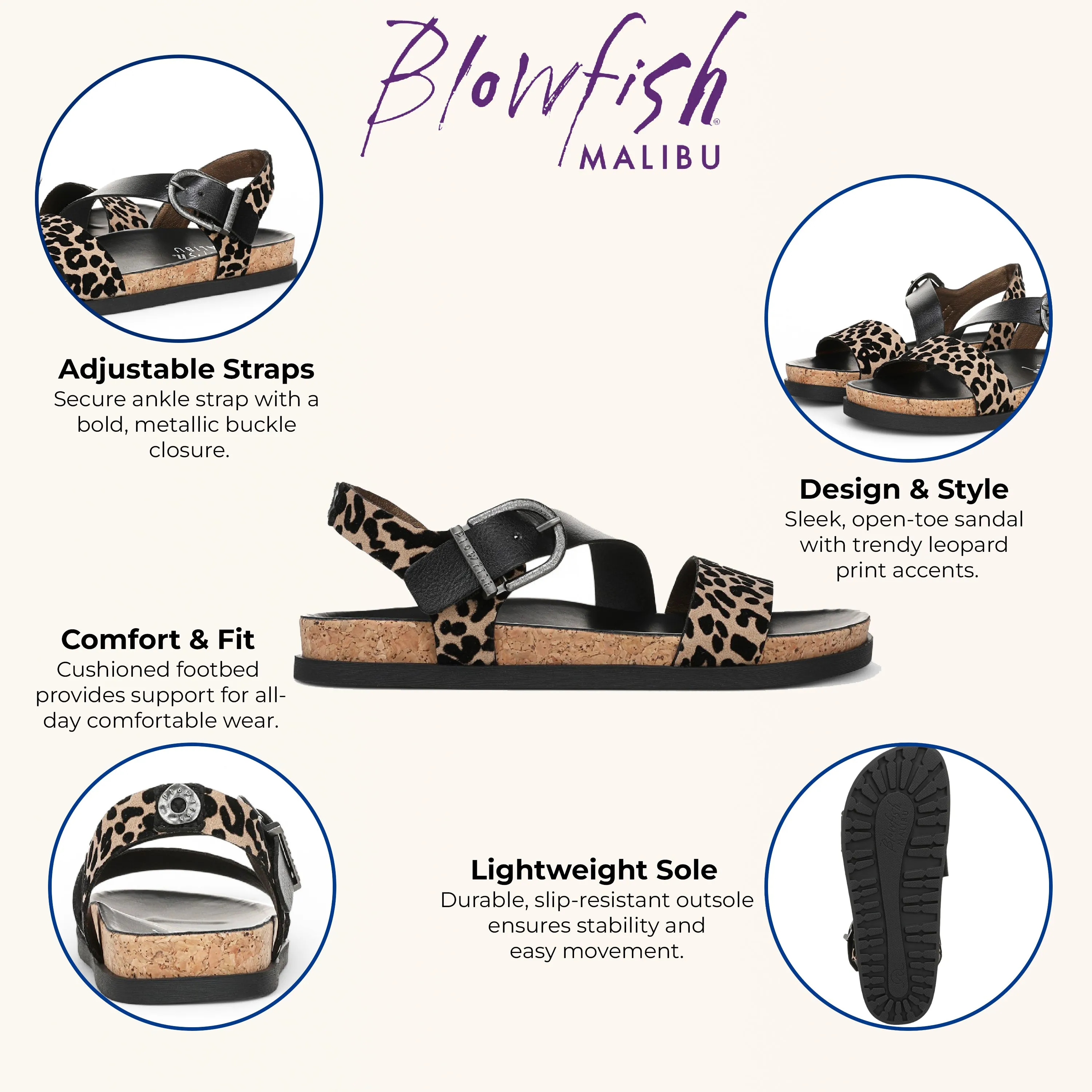 Blowfish Malibu Women's Leopard Brown Footbed Sandals - Lance