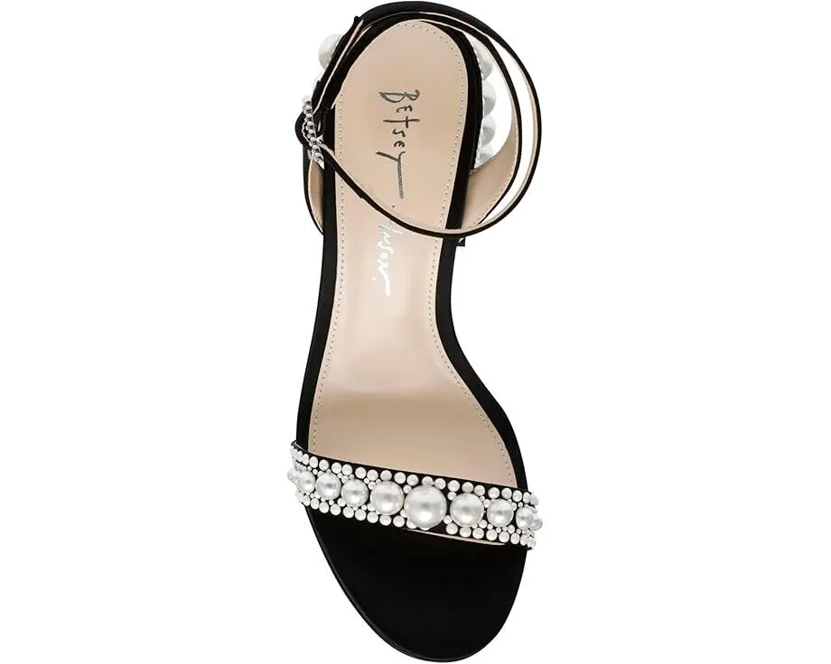 Blue by Betsey Johnson Lexi Sandals Women's US 9 Black Pearls Block Heel ZPO1797