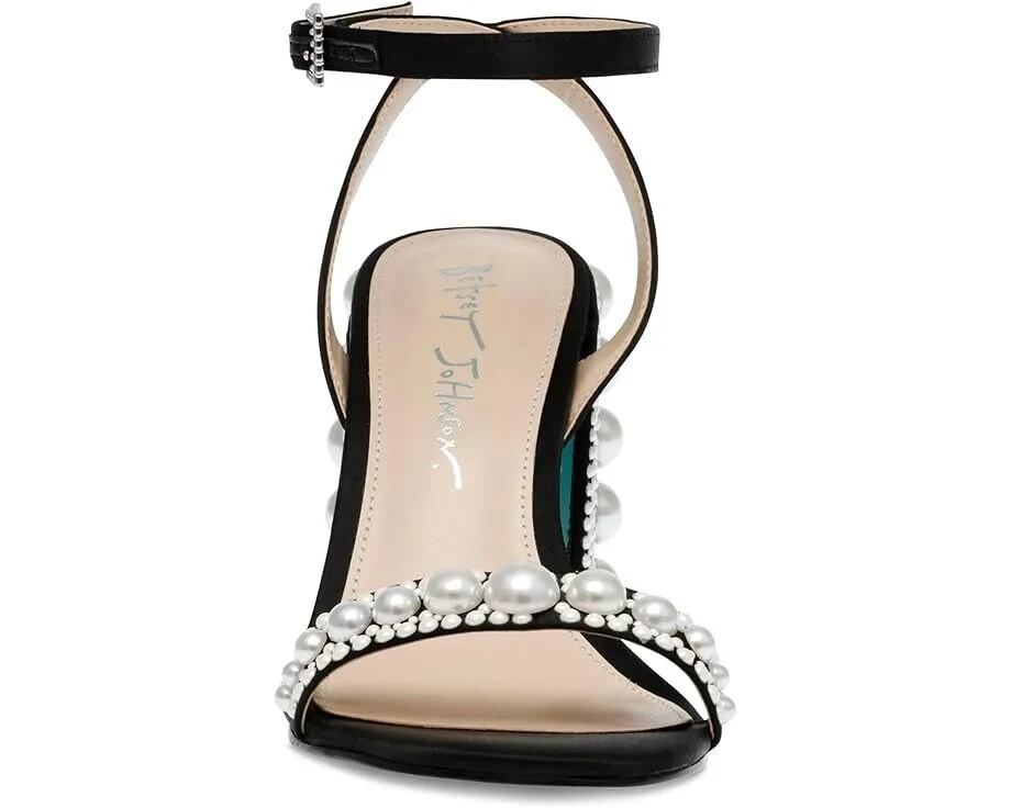 Blue by Betsey Johnson Lexi Sandals Women's US 9 Black Pearls Block Heel ZPO1797