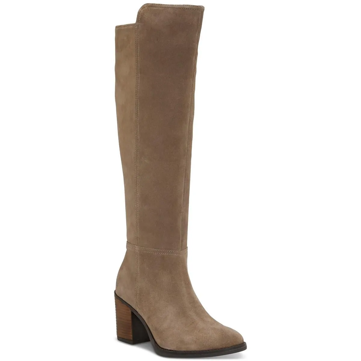 BONNAY Womens Leather Stacked Heel Knee-High Boots