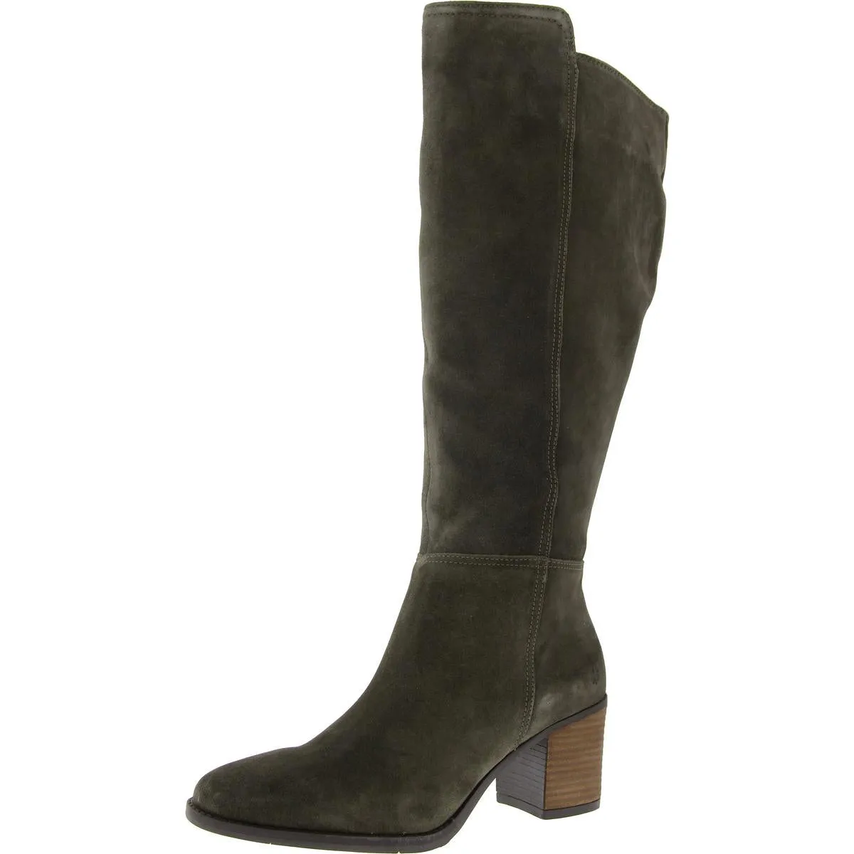 BONNAY Womens Leather Stacked Heel Knee-High Boots