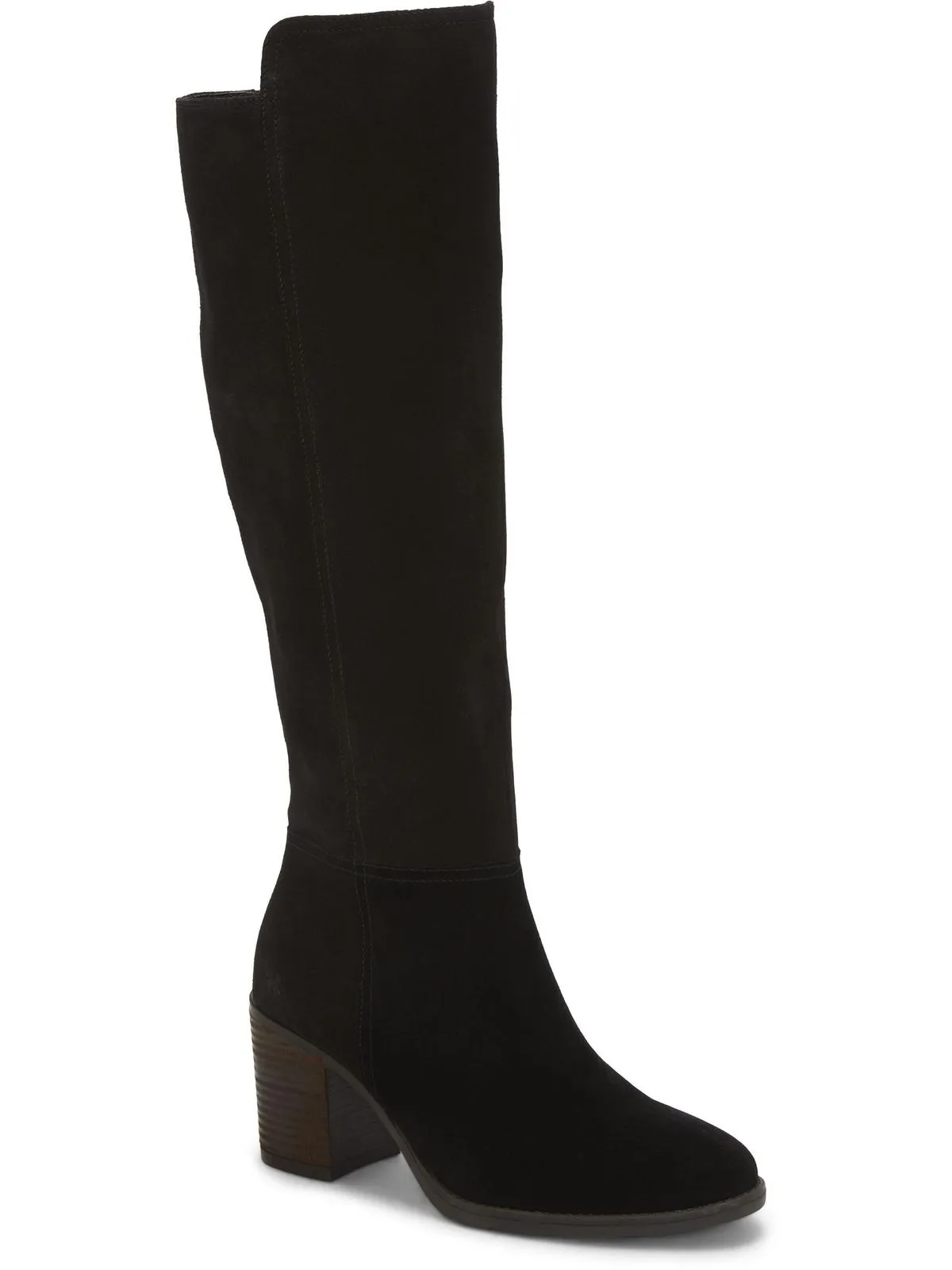 BONNAY Womens Leather Stacked Heel Knee-High Boots