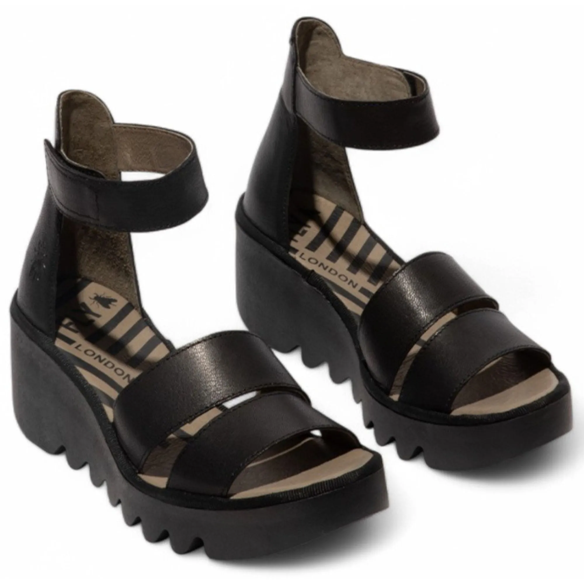 BONO290FLY - Women's Wedge Heel Open Toe Leather Sandals