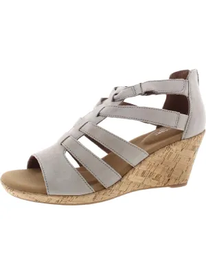 Briah Womens Leather Wedge Gladiator Sandals