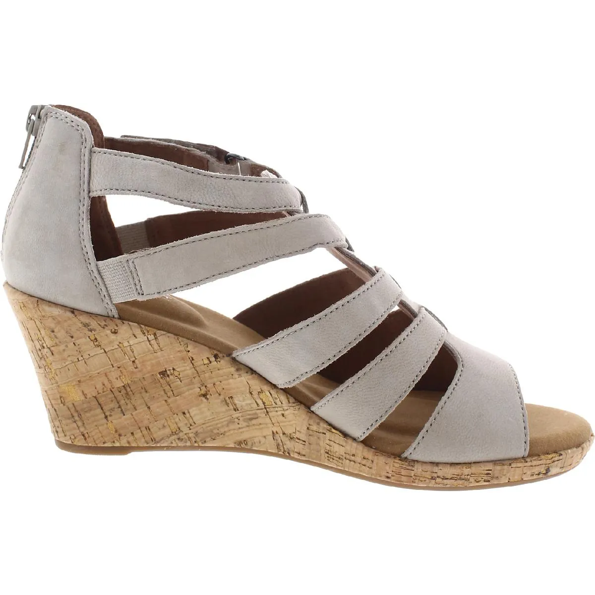 Briah Womens Leather Wedge Gladiator Sandals