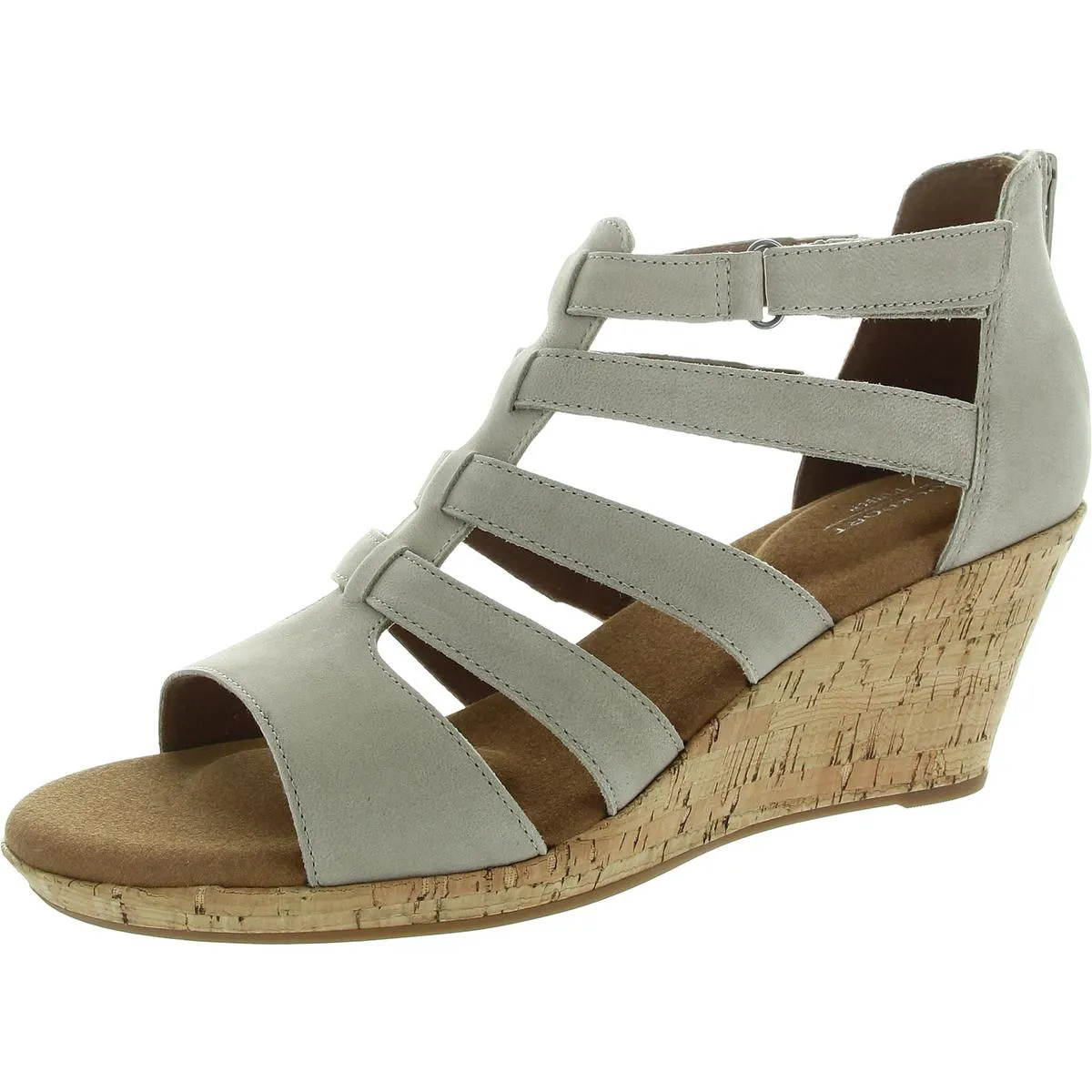 Briah Womens Leather Wedge Gladiator Sandals